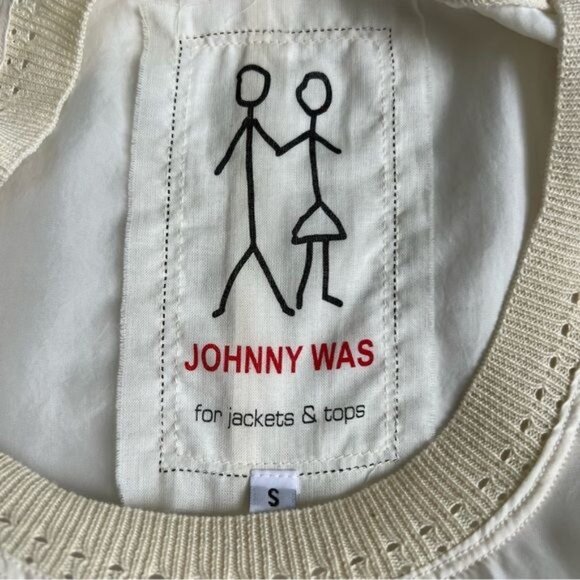 Johnny Was Short Sleeve Cream Tunic - S - Picture 7 of 8